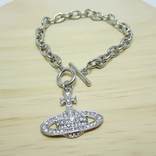 Silver Full Diamond Thick Saturn Bracelet - C8057
