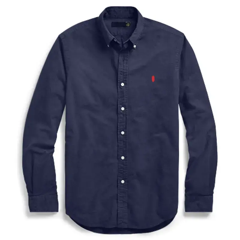 Men's Long-Sleeved White Shirt, Spring and Autumn Business Casual Oxford Solid Color Men's Pure Cotton Long-Sleeved Shirt Top