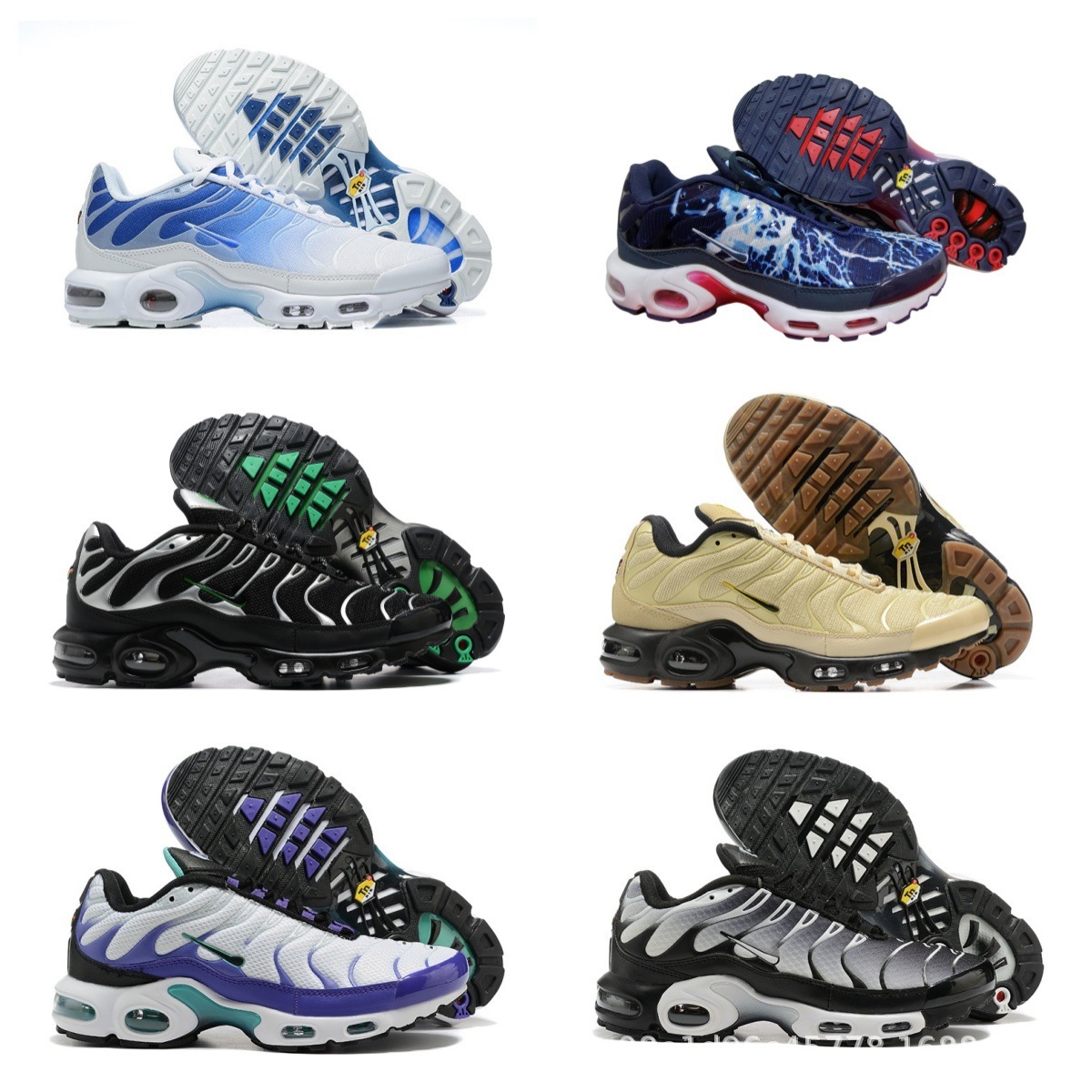 Putian Cross-Border Tn1 Generation Air-Cushioned Running Shoes, Unisex Leather Surface Shock-Absorbing Wear-Resistant Couple's Sports Casual Shoes