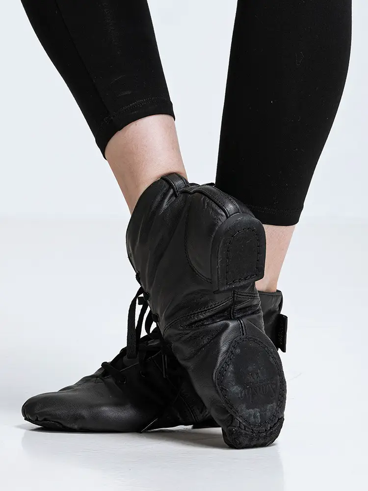 Sansha French Sansha Jazz Dance Shoes High-Top Dance Shoes Practice Shoes Soft Sole All Black Leather Modern Dance Shoes