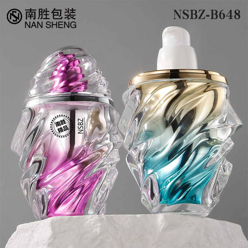 Sunscreen cream bottle 50ml double-layer acrylic bottle special-shaped cosmetic packaging foundation liquid bottle pressing lotion bottle