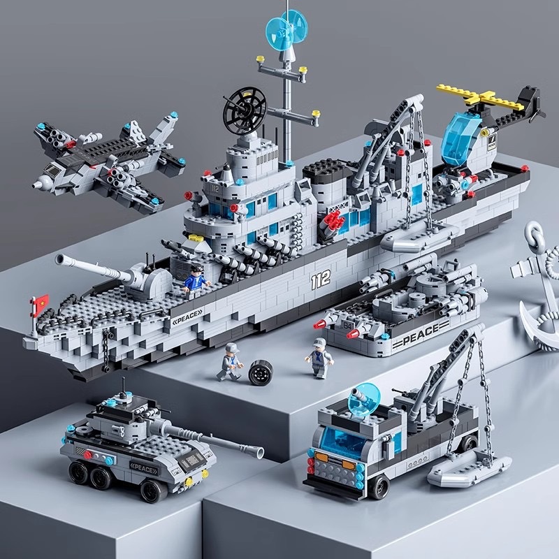 [Gift Delivery] 8734 Missile Destroyer Puzzle Building Blocks Children's Toy Institutional Gift Box Wholesale