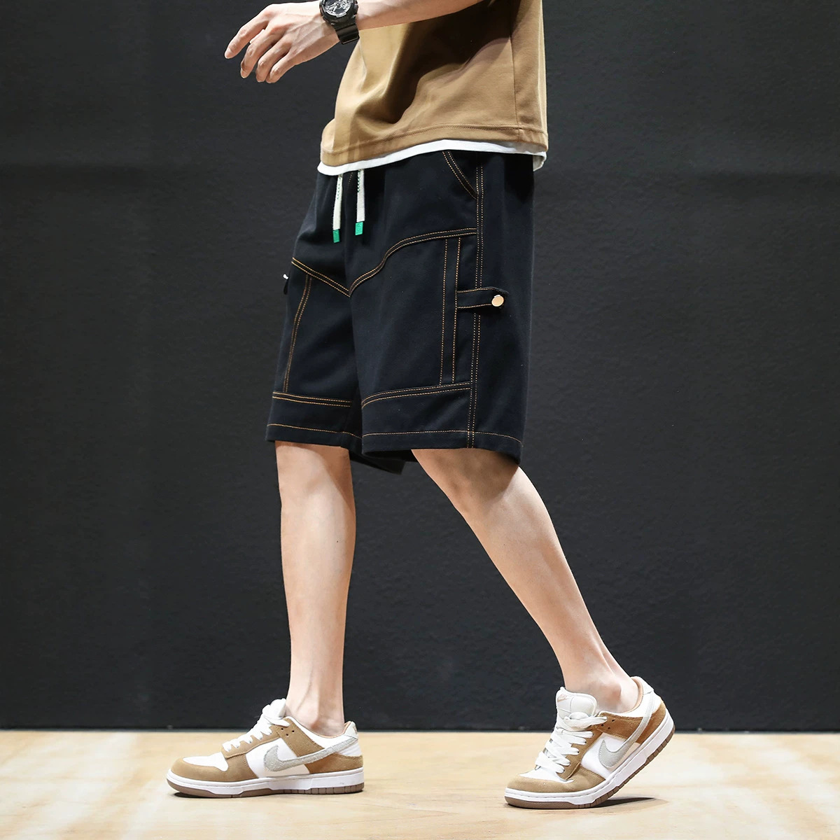 Men's New American-Style Trendy Work Shorts, Loose Fit, Summer Thin Sports Casual Versatile Five-Point Pants