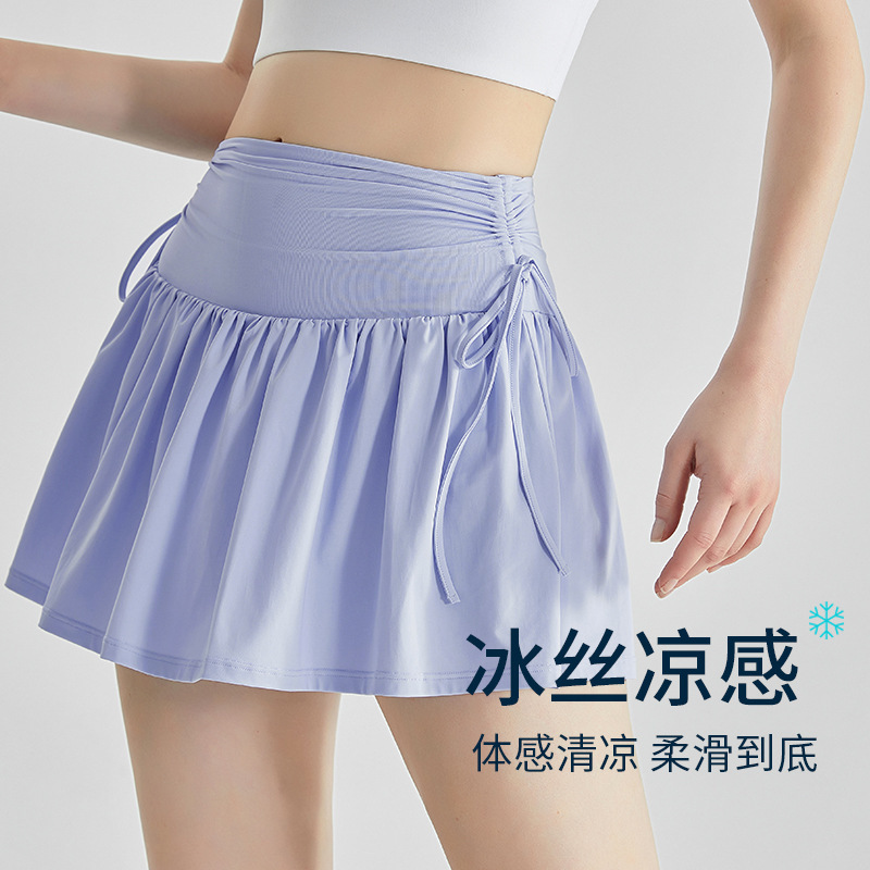 European and American new sports skirt Women's Fitness running badminton skirt fake two-piece high waist yoga pants quick-drying tennis skirt