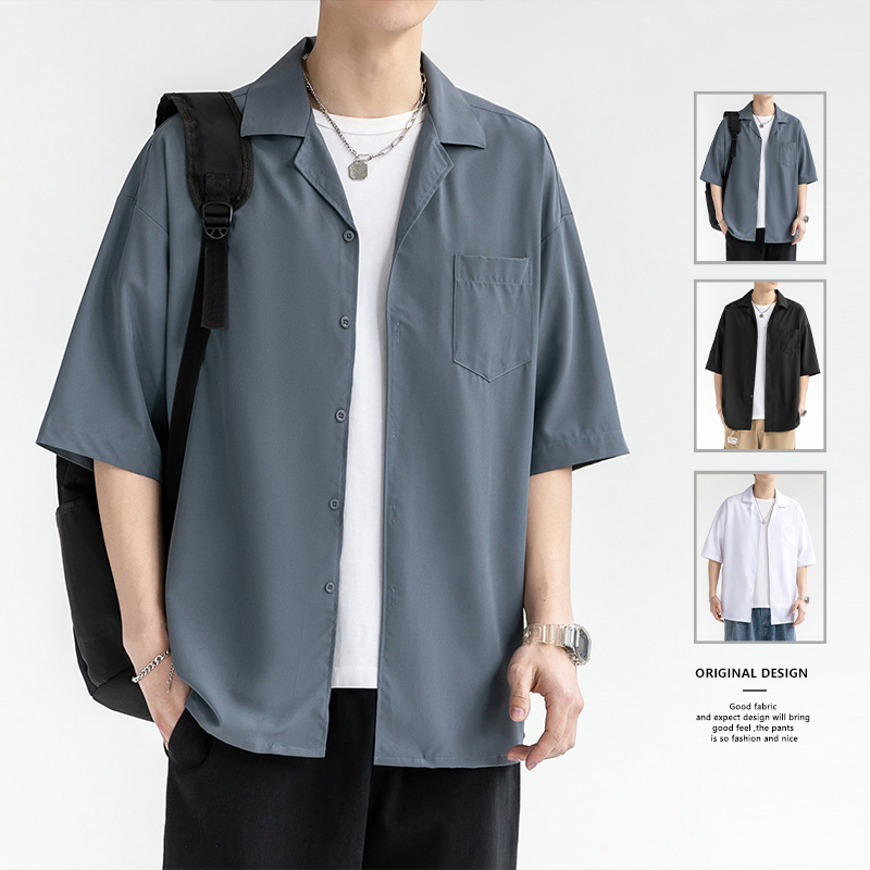 Trendy Casual Short-Sleeve Shirts for Men and Women, Custom Couple Short-Sleeve Shirts, Casual Jackets, Solid Color Shirts for Men
