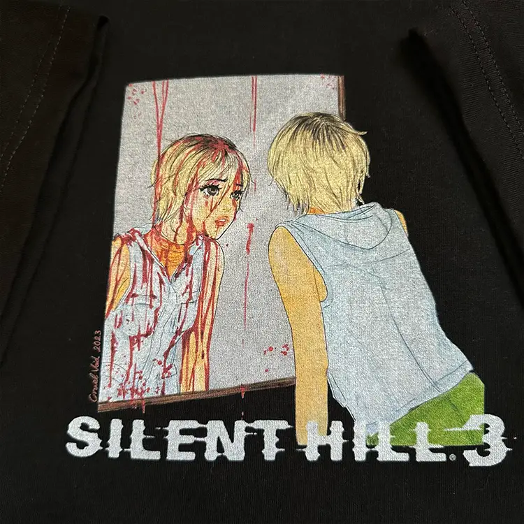 Countless isolated items! American Heavy Duty Direct Spray! American classic cartoon style Silent Hill versatile short sleeved T-shirt