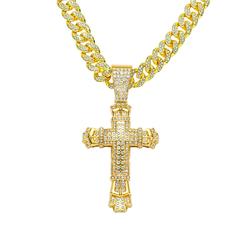 European and American Personality Cross Full Diamond Pendant Necklace Hip Hip Hip Hip Hip Diamond Cuban Necklace necklace