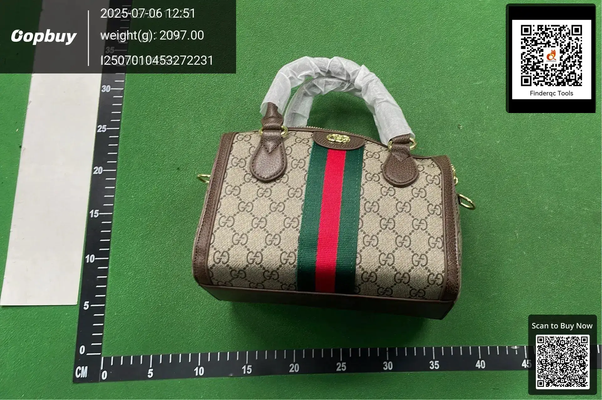 Gucci Ophidia GG Supreme Mini Top Handle Bag Beige Ebony