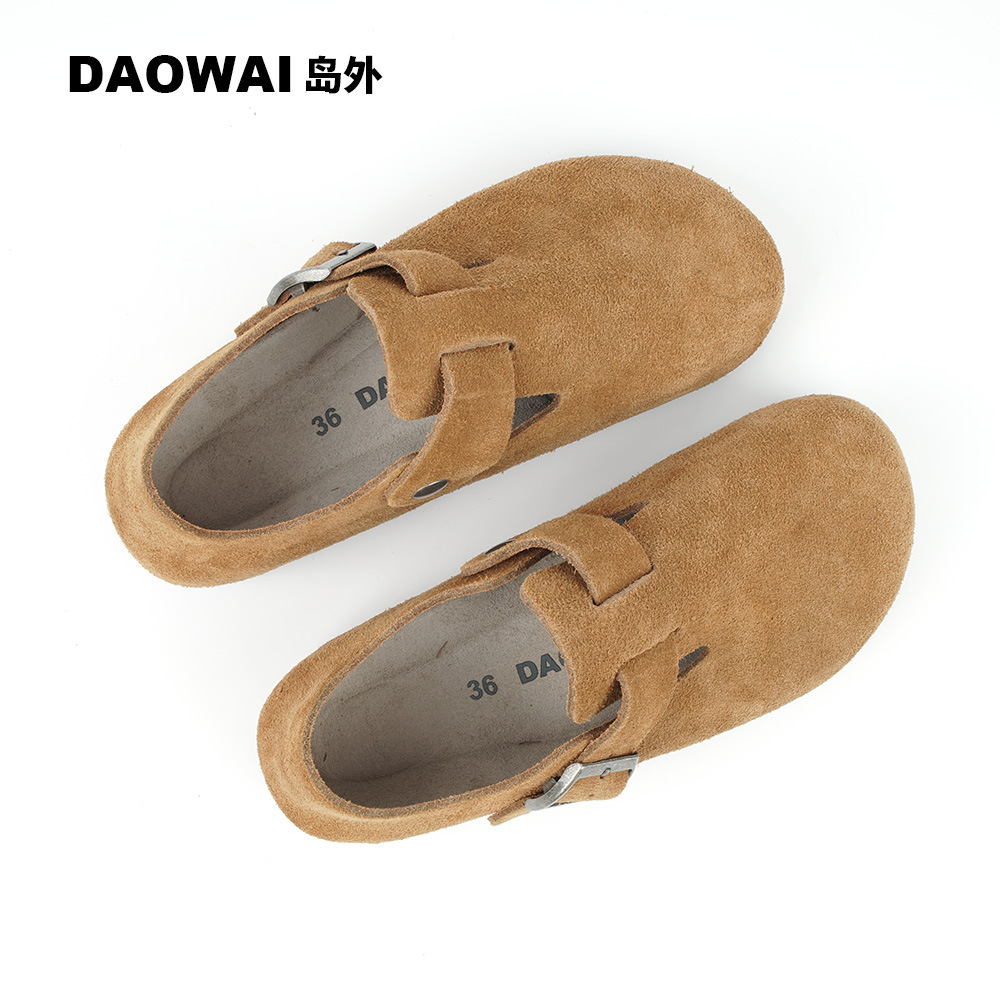 in stock Autumn and Winter fleece-lined Birkenburns' Women's Shoes Cork All-inclusive Low-top Casual Shoes Cowhide London Series