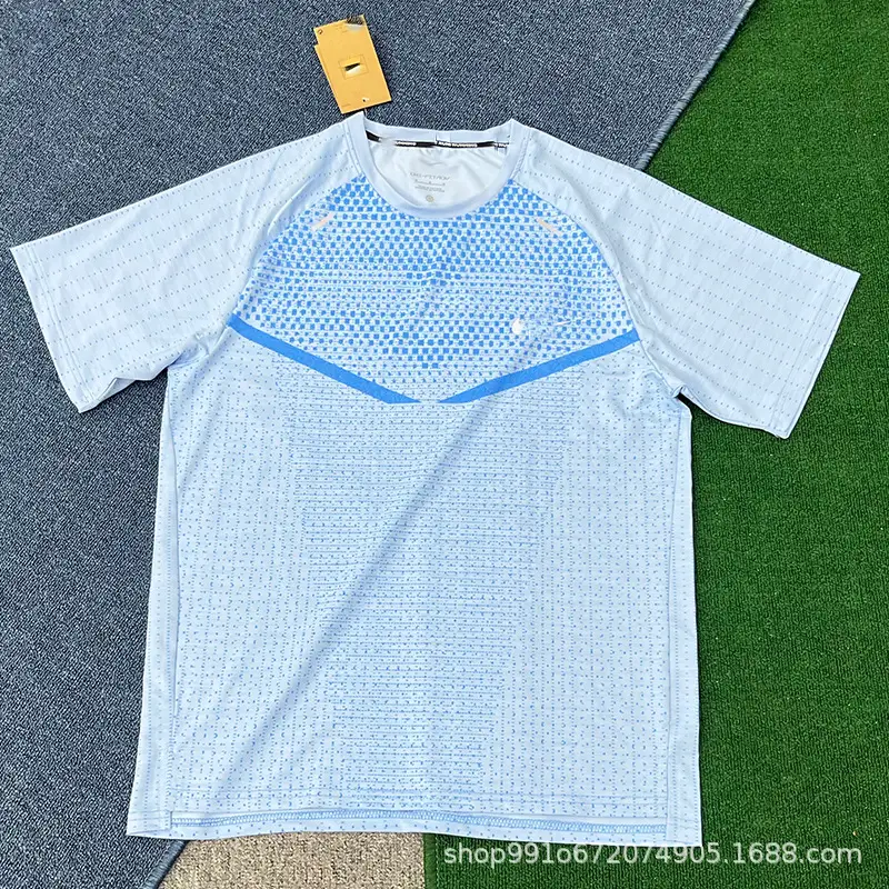 Printed Summer Quick-Drying Men's Thin Half-Sleeved Breathable Training Fitness Tops Round Neck Short-Sleeved Sports and Leisure Trends