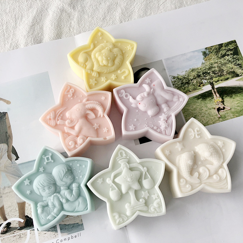 Twenty Constellations Handmade Soap Silicone Mold DIY Pentagram Scorpio Aromatherapy Candle Gypsum Glue Grinding Tool