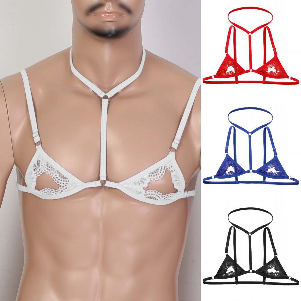 Men's New Pseudo-Niang Leaky Bra Sexy Pullover Adjustable Strap Temptation Bra Bra Underwear