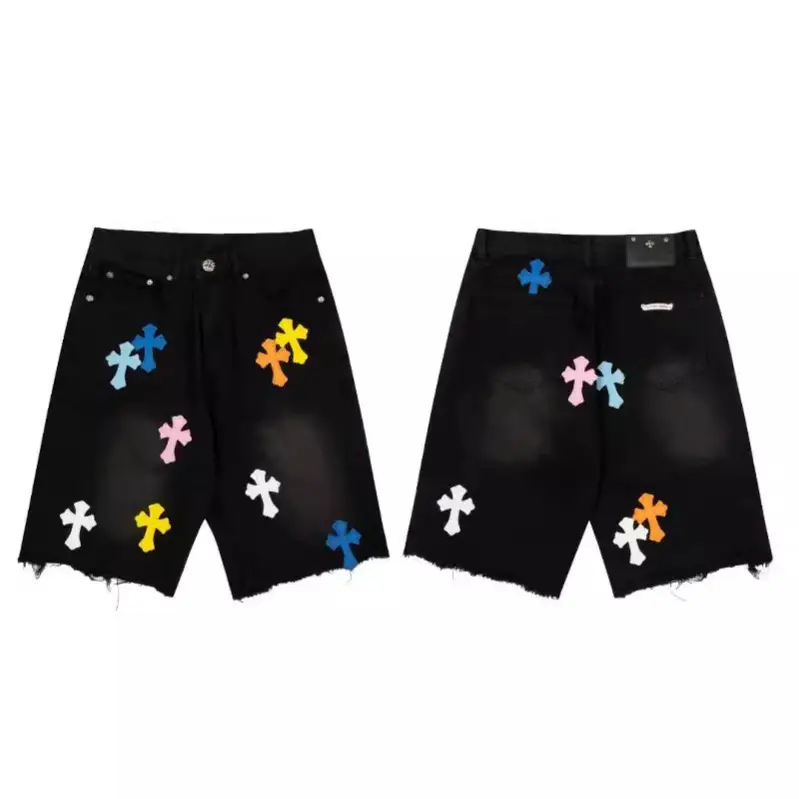Cross-Border Export Chrome Hearts Versatile American Casual Cross Distressed Jeans