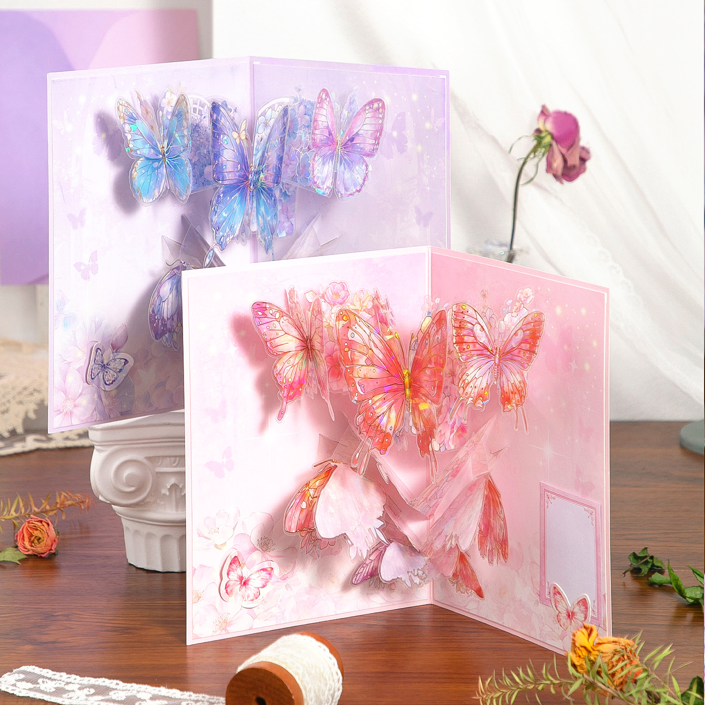 Xinmo 3D Greeting Card Flower Butterfly Fairy Series Student Holiday Gift Birthday Handwritten Blessing Message Greeting Card