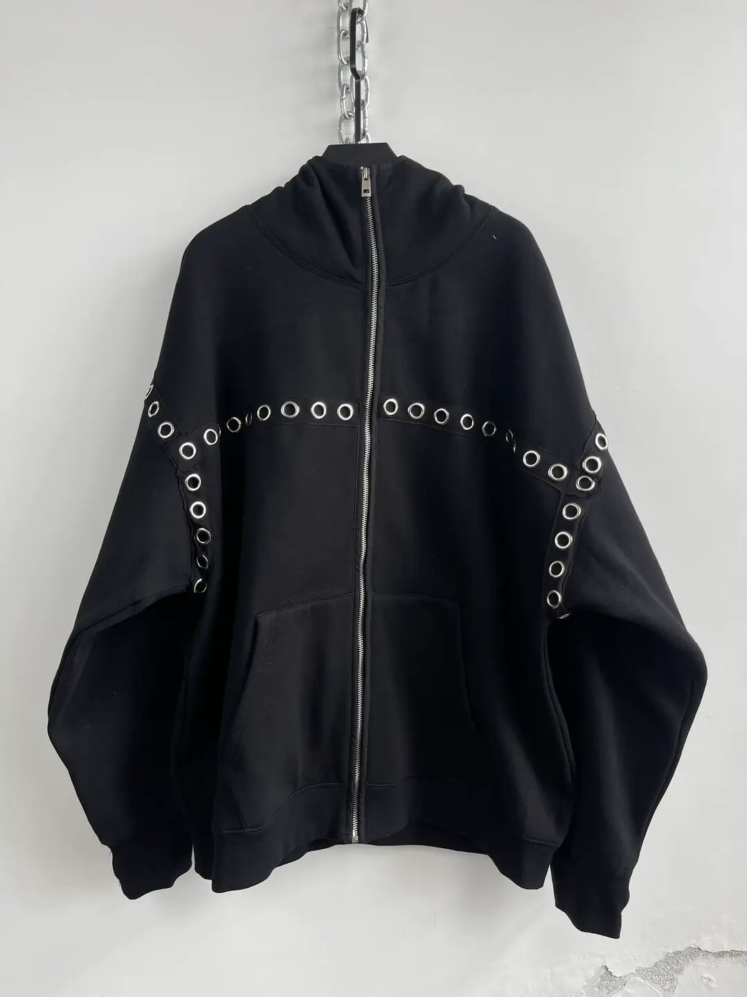 Hell System Official 23Aw Fall and winter New Air Buckle Design Loose Zipper Ninja Hoodie