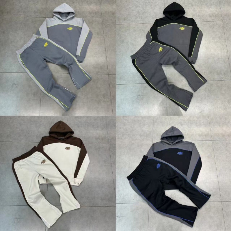 Drill Syna World American Street Embroider Logo Stitching Fleece-Lined Hooded Sweatshirt and Sweatpants Casual Suit