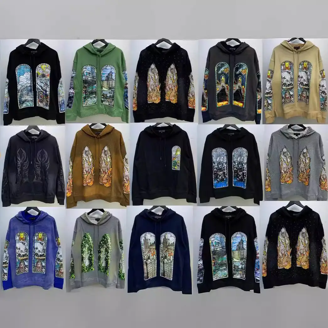 25ss cross-border tide brand new fall and winter washed old high street retro hooded sweater men and women couple top tide