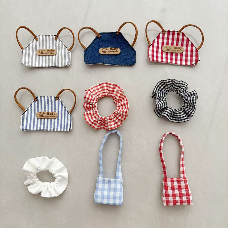 Cross-Border Plush Doll Decoration Accessories Plaid Bag West Highland Doll Mini Baby Clothes Plaid Skirt Crossbody Bag