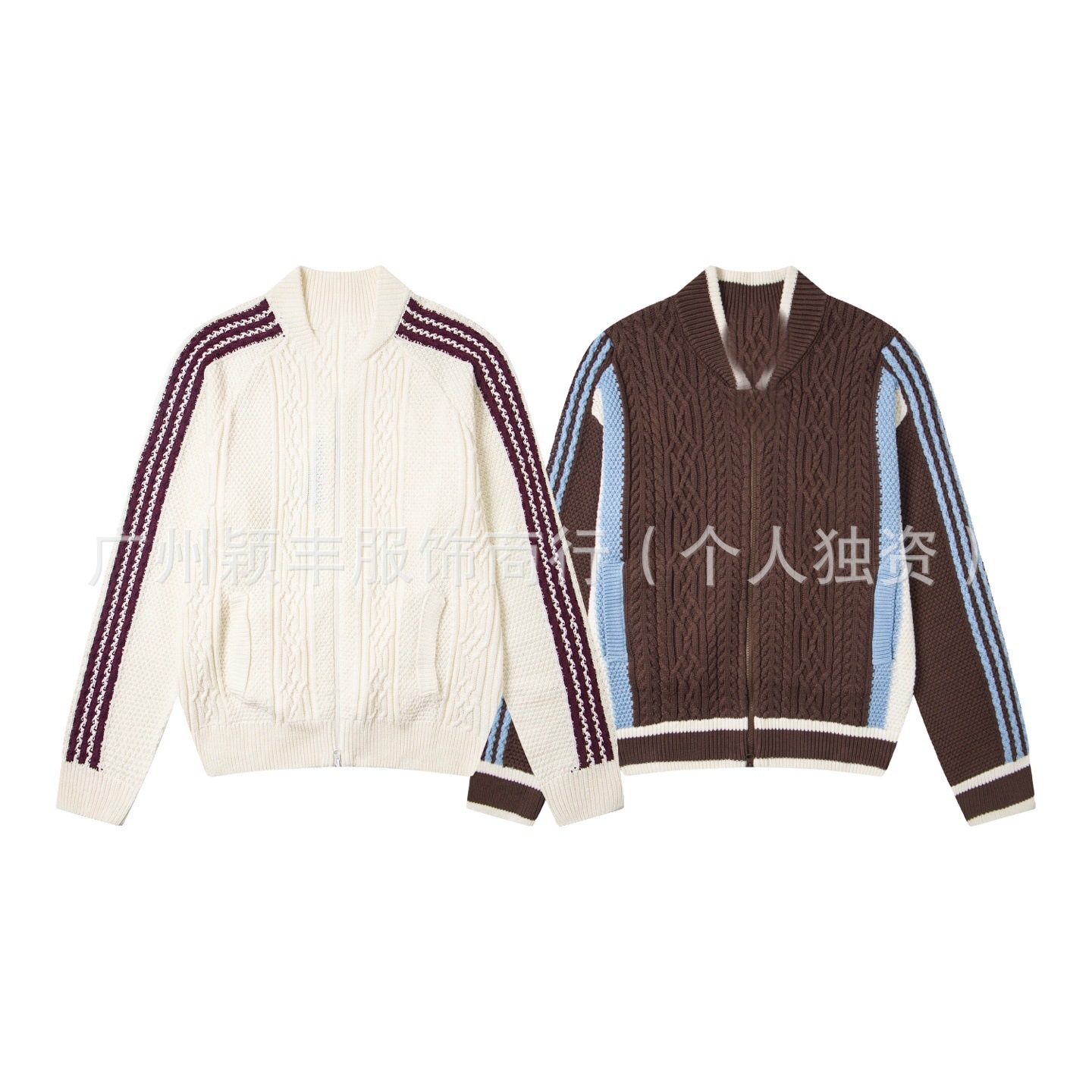 High-End Version a Brand's New Season Retro Color-Block Sweater Cardigan Jacket, Unisex Couple's Knitwear Versatile for Both Men and Women