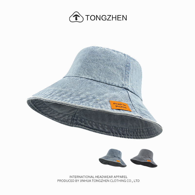 Big Brim Japanese Style Vintage Denim Fisherman Hat Women's Spring and Summer Men's All-match Sunshade Sunscreen Outdoor Basin Hat