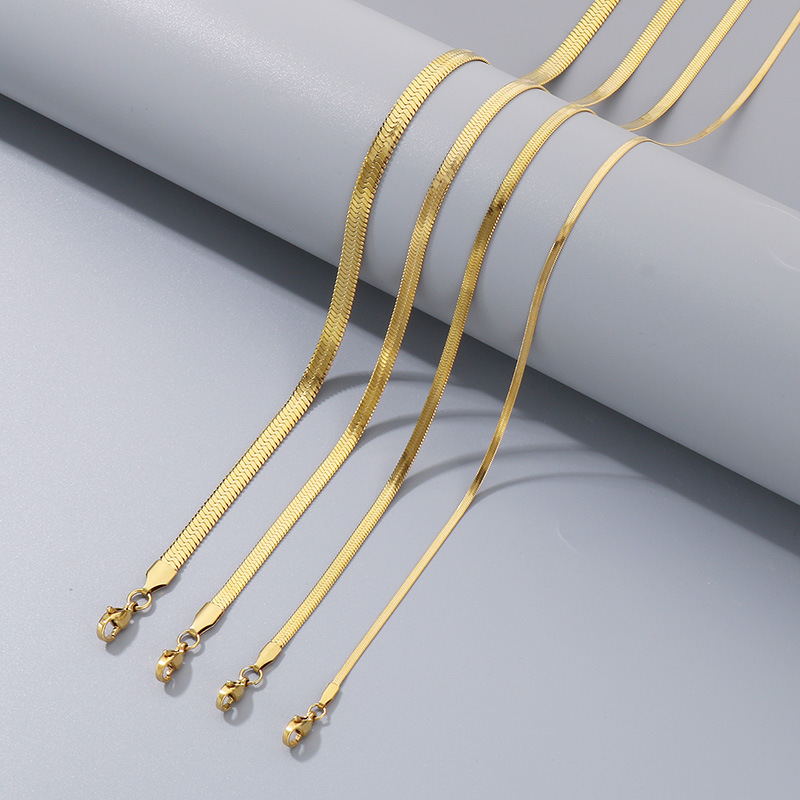 Necklace Cross-border Explosions Stainless Steel Blade Chain with Tail Chain Necklace Women's Furnace Gold 2/3/4/5mm Titanium Steel Chain Decoration