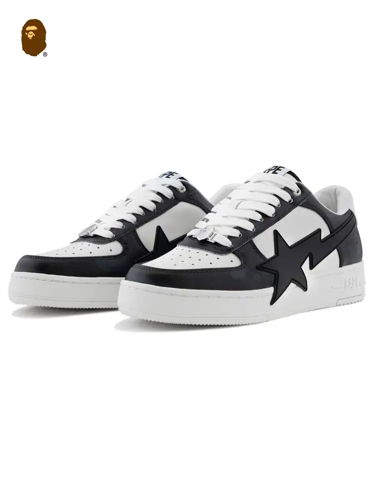 Bapesta Os Men's and Women's Shoes 25Th Spring and Summer Ape Star Label Camouflage Patchwork Casual Shoes 191308O