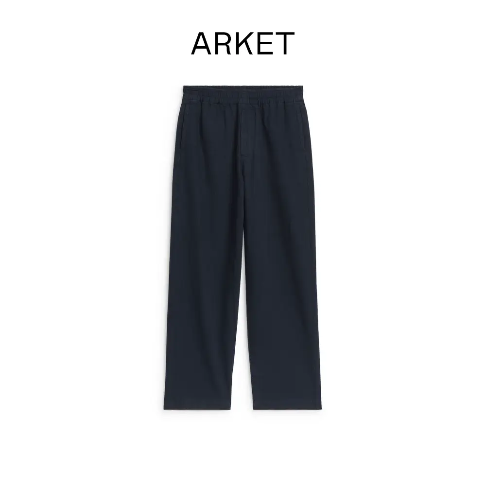 Arket Men's Cotton Loose Elastic Waist pants Dark Blue 2024 Summer New arrival 1033184005