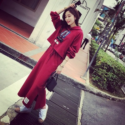 2023 spring new women's clothing Korean-style long-sleeved dress suit Spring and Autumn Mid-length dress two-piece set