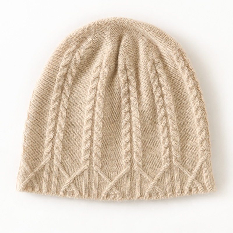 Soft and Cozy Cashmere Hat 2025 Autumn and Winter New Style Women's Fashionable Casual Ear-Protecting Cable Knit Hat Stylish Knitted Hat