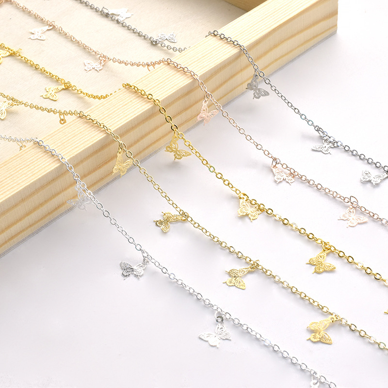 DIY accessories cp hollow butterfly chain color retaining bracelet antique clothing bag material semi-finished chain