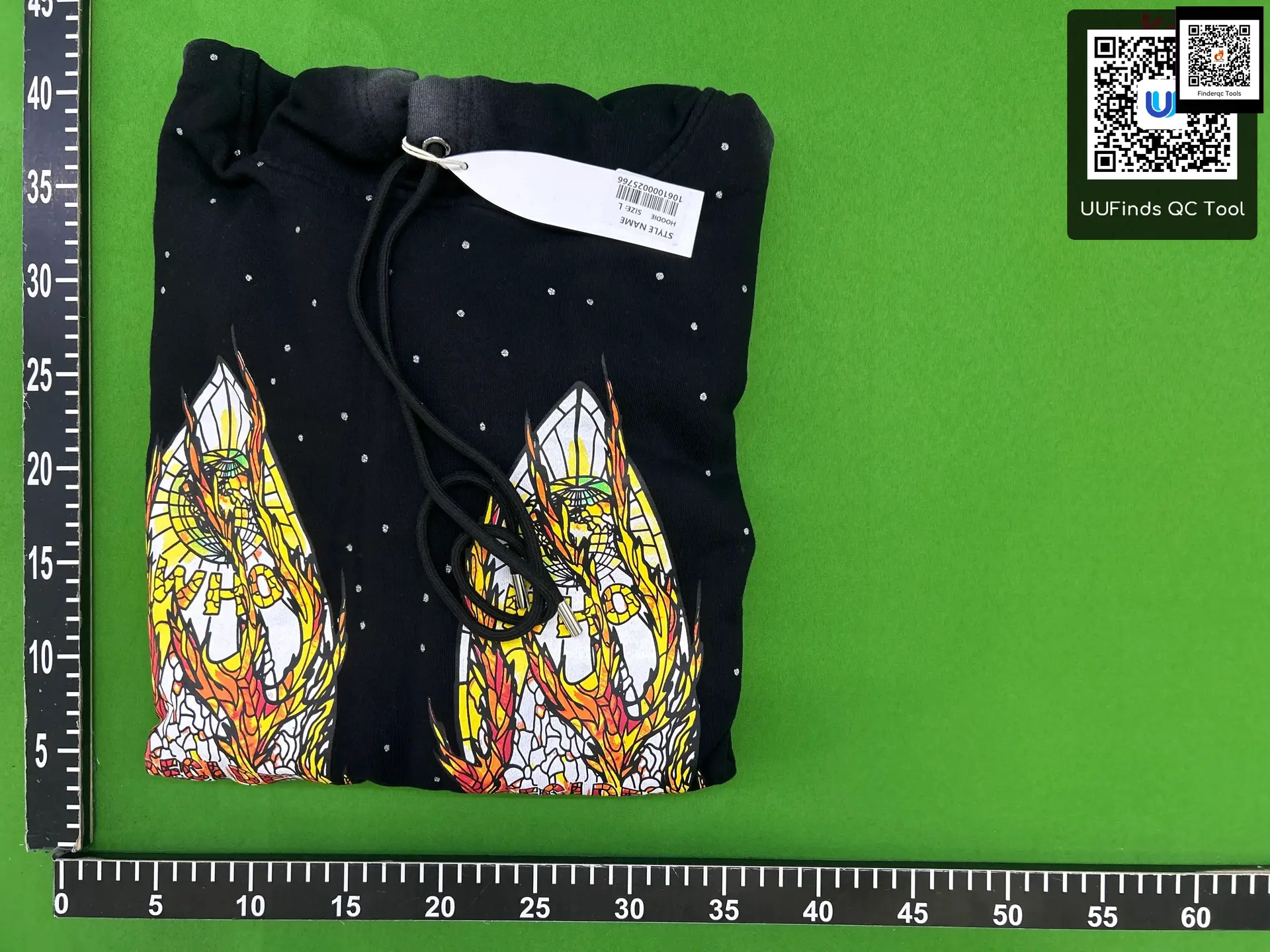 Black Hoodie with Stained Glass Graphic