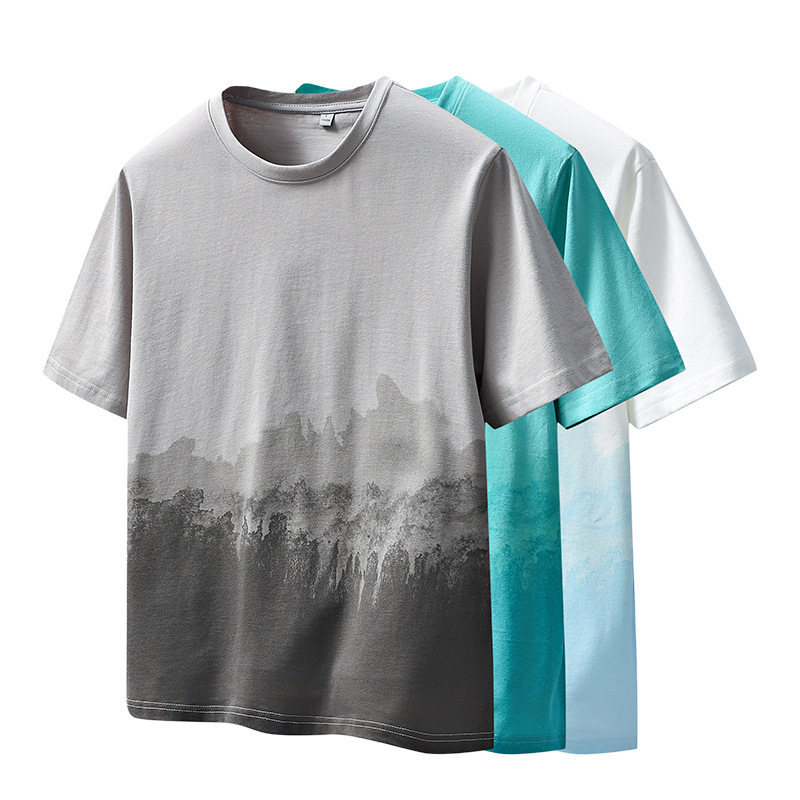 Pure Cotton Short-sleeved T-shirt Men's Summer 2025 New Loose Trendy Brand T-shirt Top Men's White Round Neck Half-sleeved Clothes