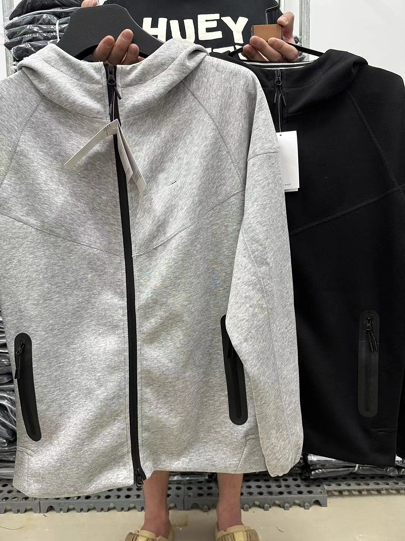 Spring and Autumn Knitted Hooded Jacket Live Broadcast Cross-Border Popular Style Hook Logo Solid Color Sports Jacket Men's Casual Top Foto QC de 1688 na Qualit.ly