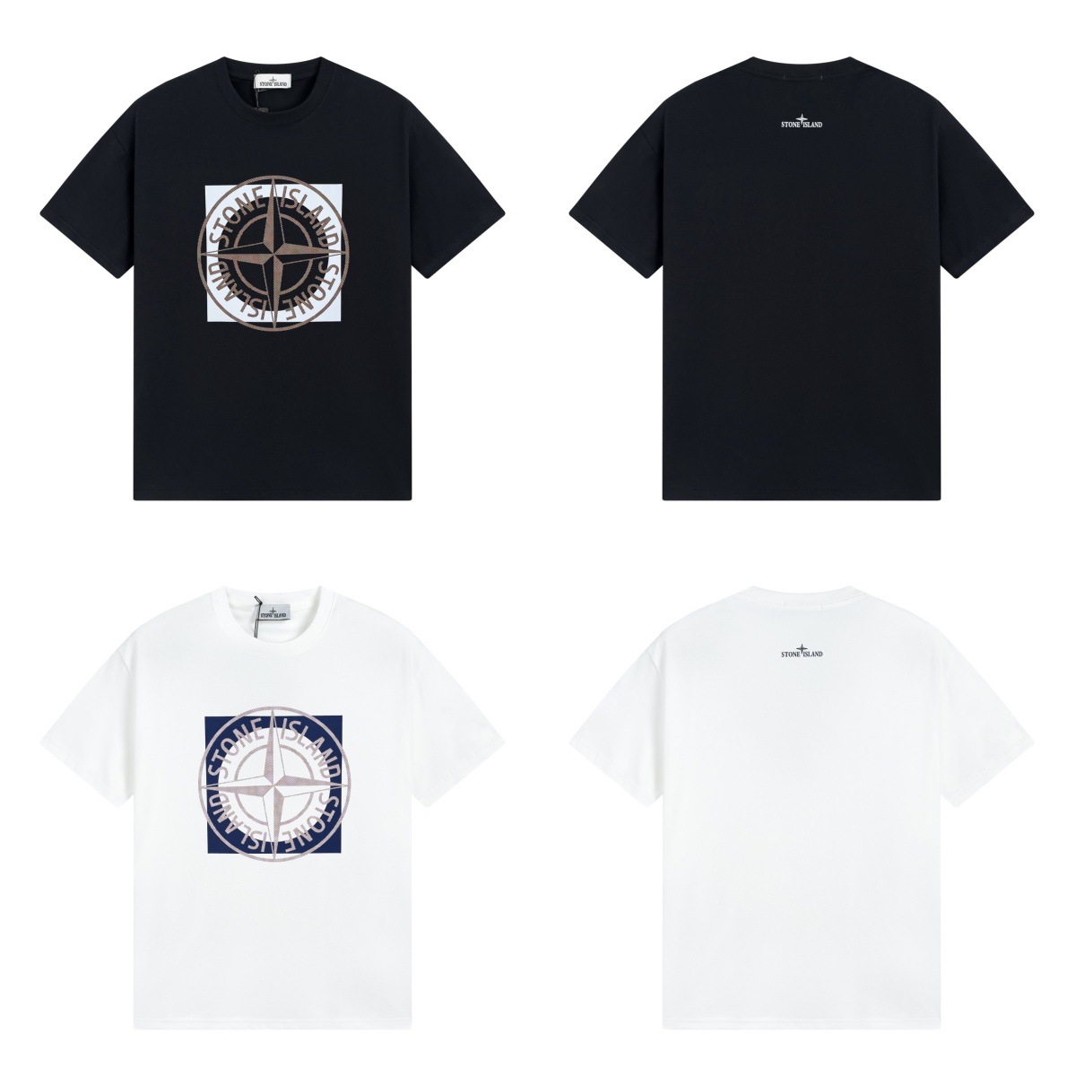 2024 Cross-Border Stone Island Stone European and American Trendy Brand Chest Compass Round Neck Short-Sleeved Loose T-Shirt for Men and Women