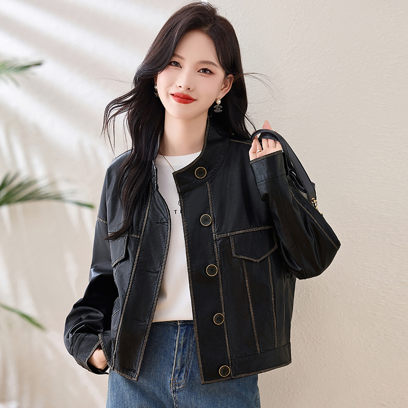Genuine Leather Coat Women's 2024 New Spring and Autumn Loose Retro Casual All-match Fashion plus size Biker Jacket