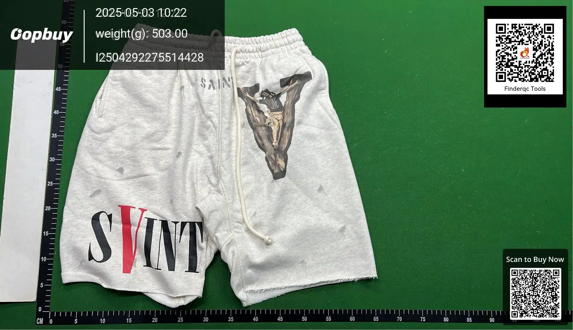 Cross-Border Saint Michael Distressed Big V Letter Printed Cotton Summer Casual Loose Shorts for Men and Women