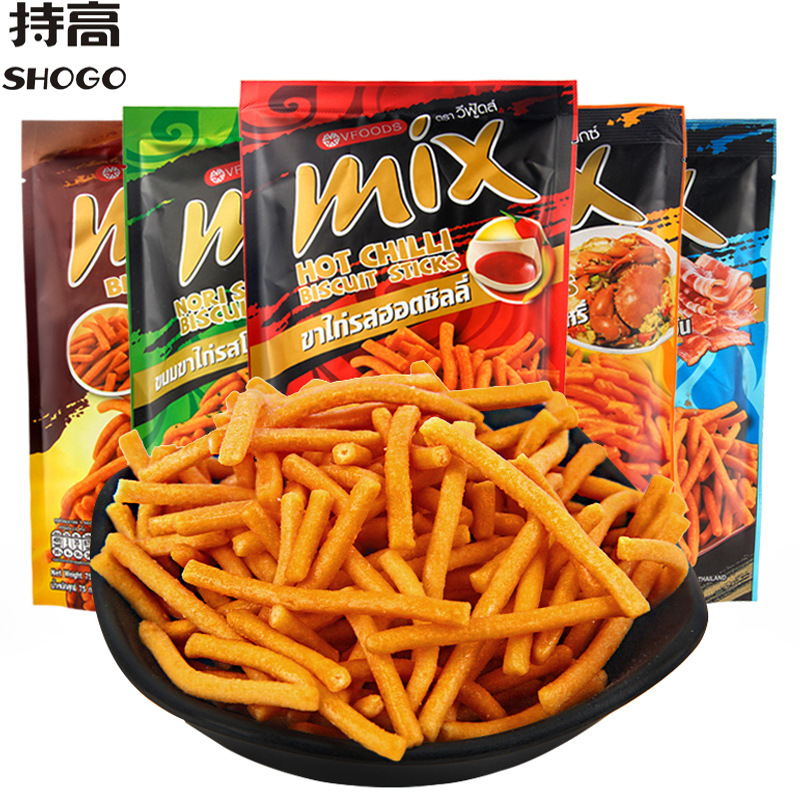 Thailand Imported Vfoods Mix Crispy Strips 75g Spicy Chicken Juice Flavored Shrimp Crackers Puffed Snacks QC-foto från 1688 på Qualit.ly