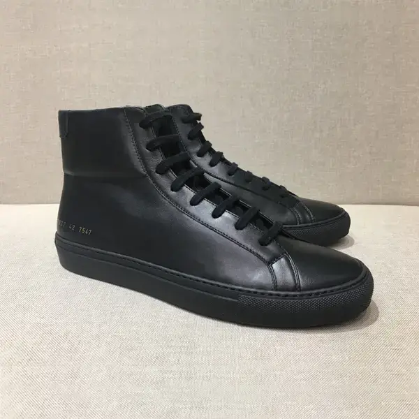 7547 Comm Black High-Top White Sneakers Couple Style Genuine Leather First Layer Cowhide Lining Flat Shoes