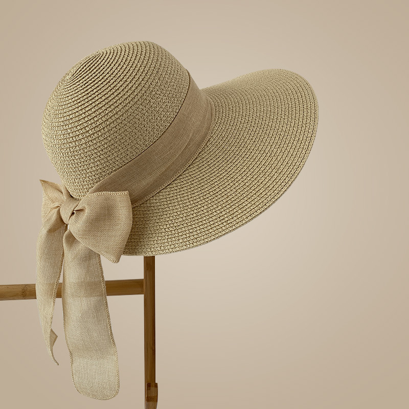Summer Bow Shade Hat Women's Straw Hat Anti-ultraviolet Picnic Out-of-house Big Eave Face-covering Sun Fisherman Hat