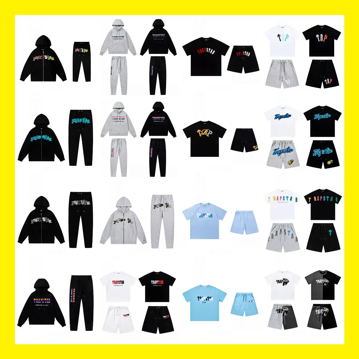 Cross-Border Trapstar Towel Embroidered Gradient Letter Zipper Jacket Hooded Sweatshirt Pants Couple Suit