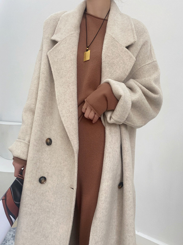 Women's Plus-Size Wool Coat for Chubby Figures, High-End Autumn and Winter Alpaca Wool Coat for Tall Couples, Double-Sided Jacket