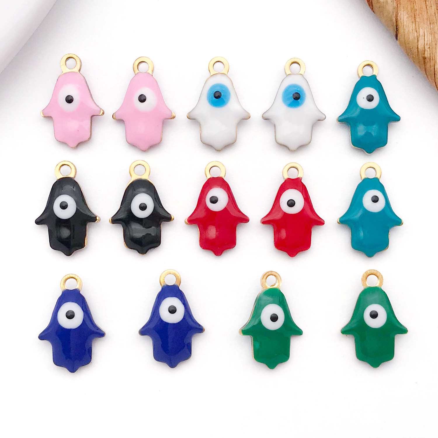 Stainless Steel Oil Dripping Devil's Eye Palm Pendant Earrings Pendant Handmade DIY Jewelry Accessories Necklace Pendant