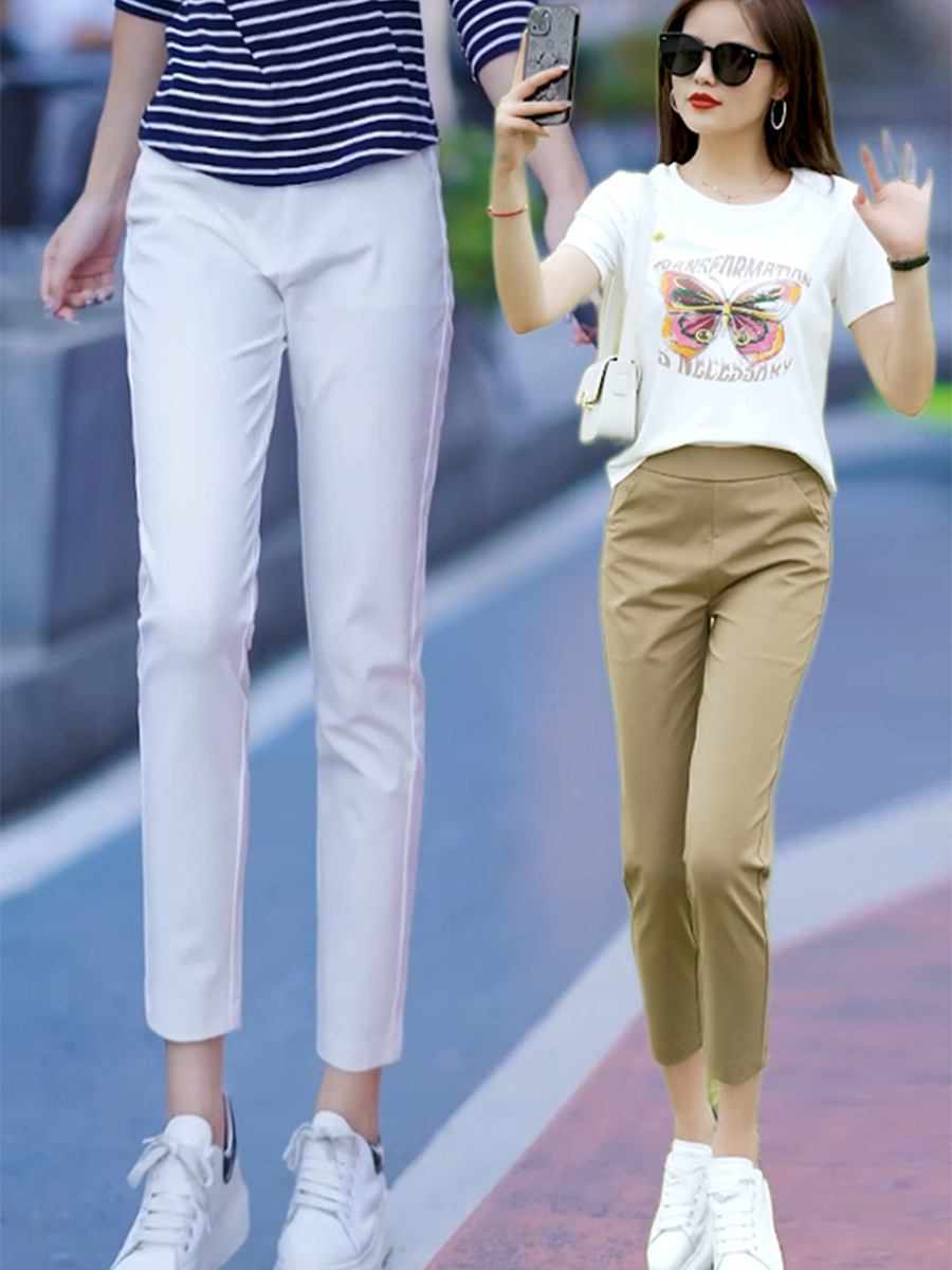 Women's Pants Summer Ice Silk Cropped Pants Women's Loose Casual Harlan Pants High Waist Small Sports Cropped Pants