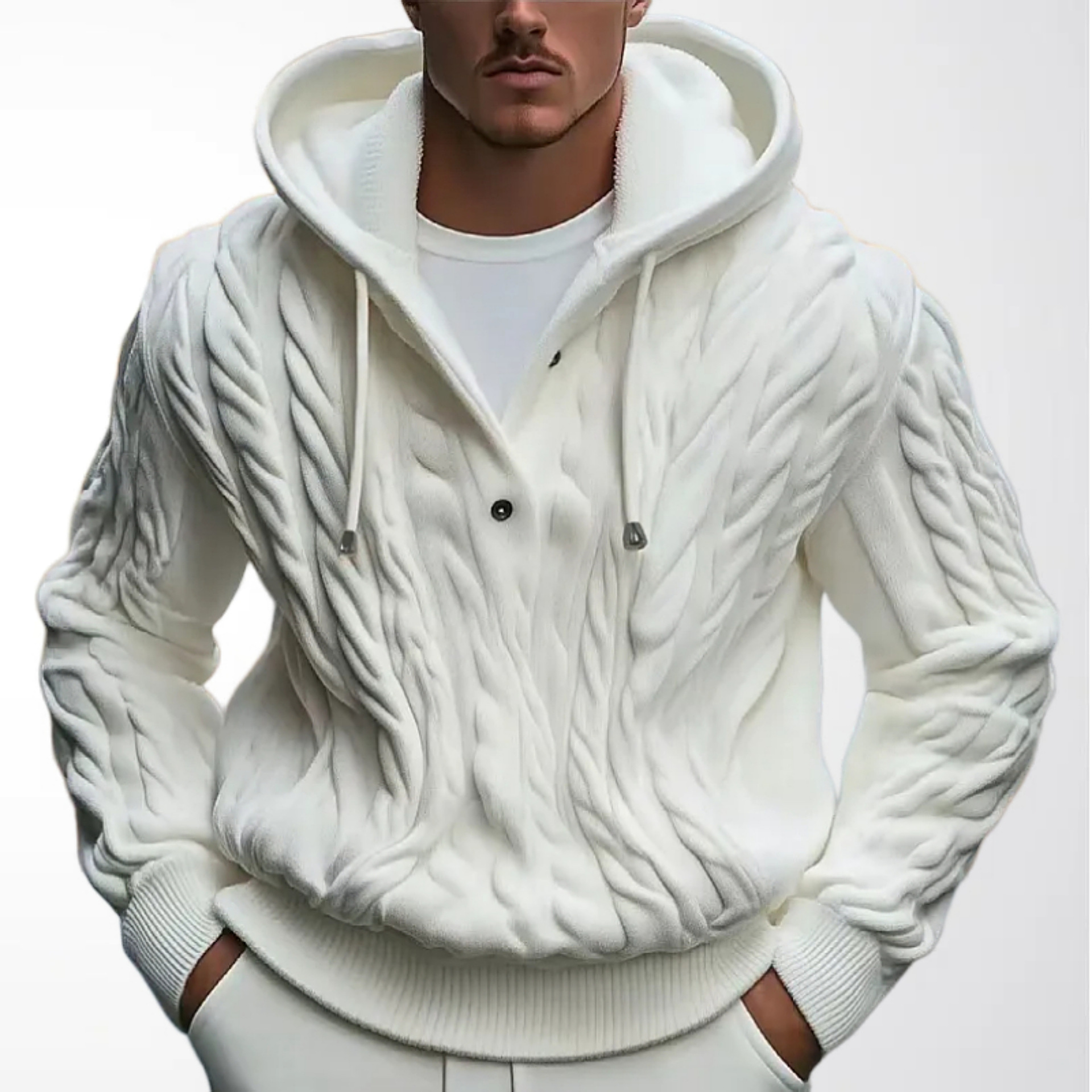 American-Style Heavy-Duty Three-Dimensional Cable Knit Hooded Sweater, Autumn and Winter Thickened Pullover Warm Sweater, Foreign Trade Men's Clothing Sy0139