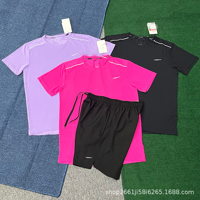 New Sports Suit T-Shirt Track and Field Training Men's and Women's Short-Sleeved Suit Running Fitness Summer Casual Quick-Drying