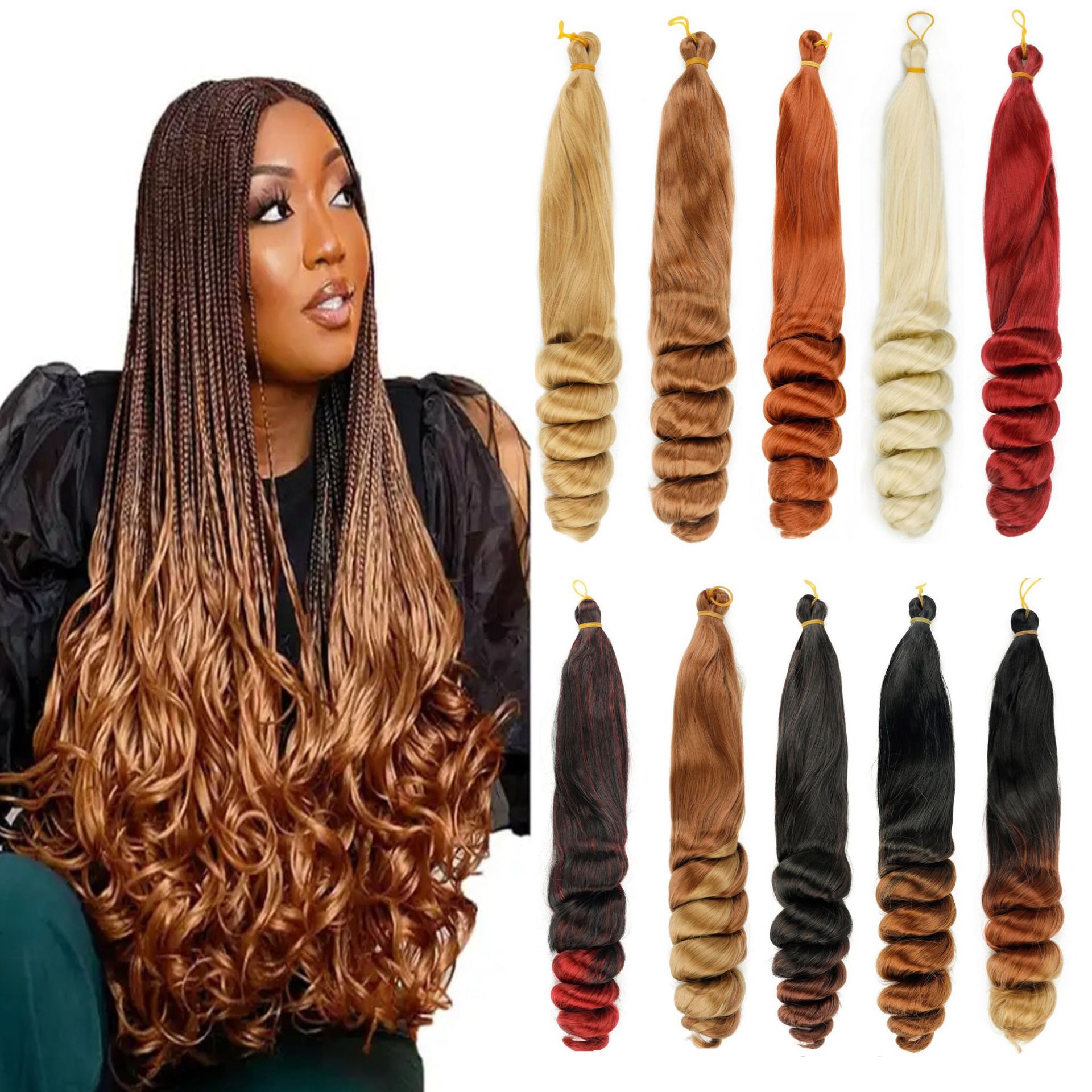 Loose Wave Crochet Hair Wig with Large Curls for Export
