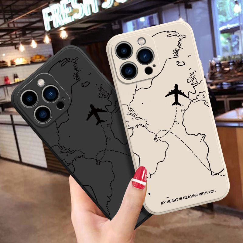 Airline Routes Are Suitable for Iphone17 Mobile Phone Case Apple 16Promax Trendy Brand 15Pro Anti-Fall 14 Cross-Border 13