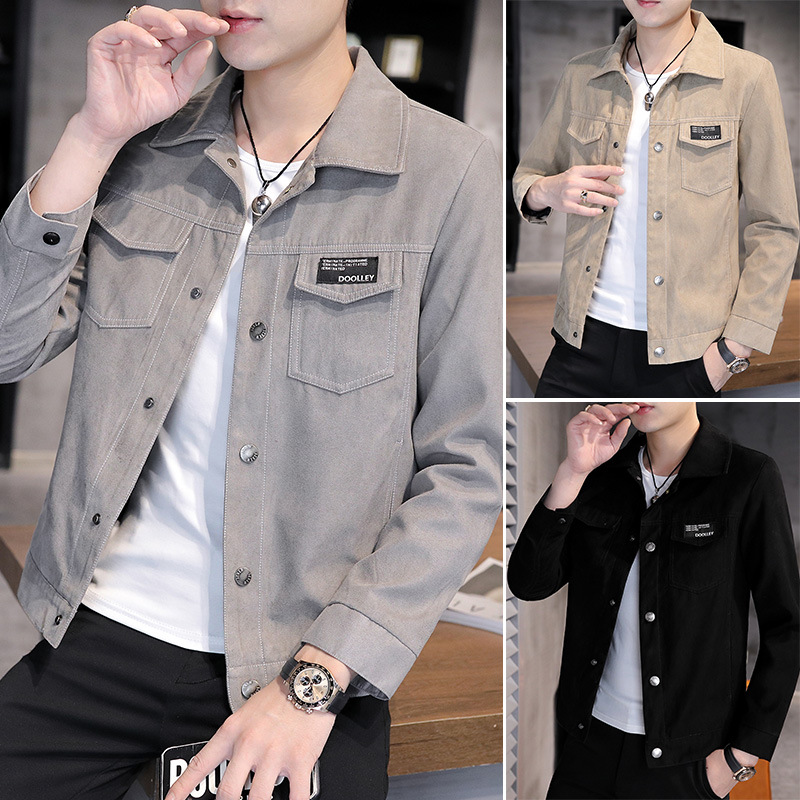 Duffian Handsome Jacket Men's Spring and Autumn New Style Work Jacket Denim Top Handsome Fashionable Casual Lapel Men's Clothes