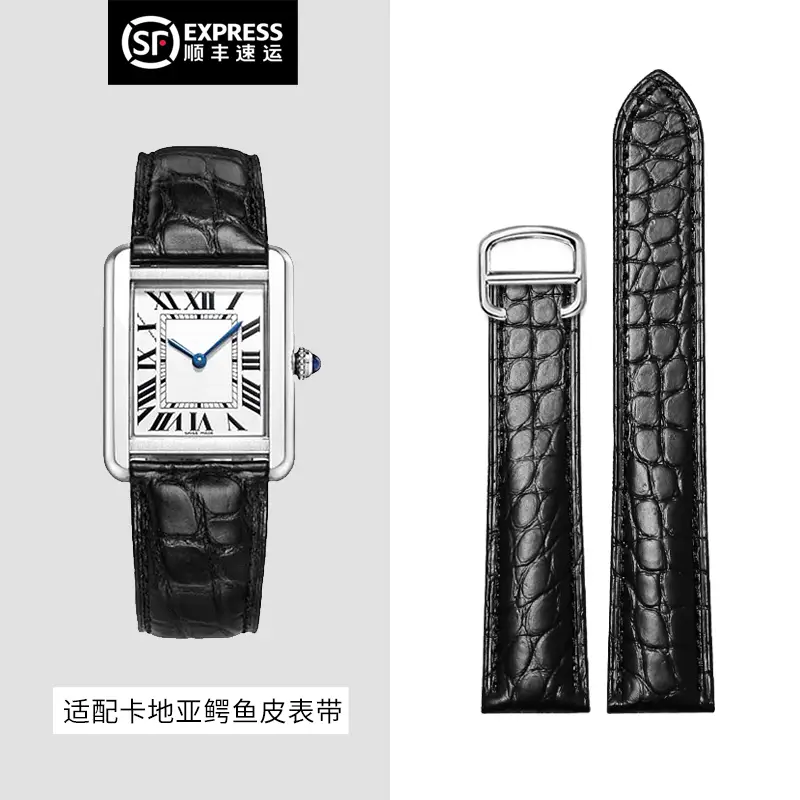 Dasuo Fit Cartier Watch Band Genuine Leather Original Key Must Tank Tank Female London Solo Crocodile Skin