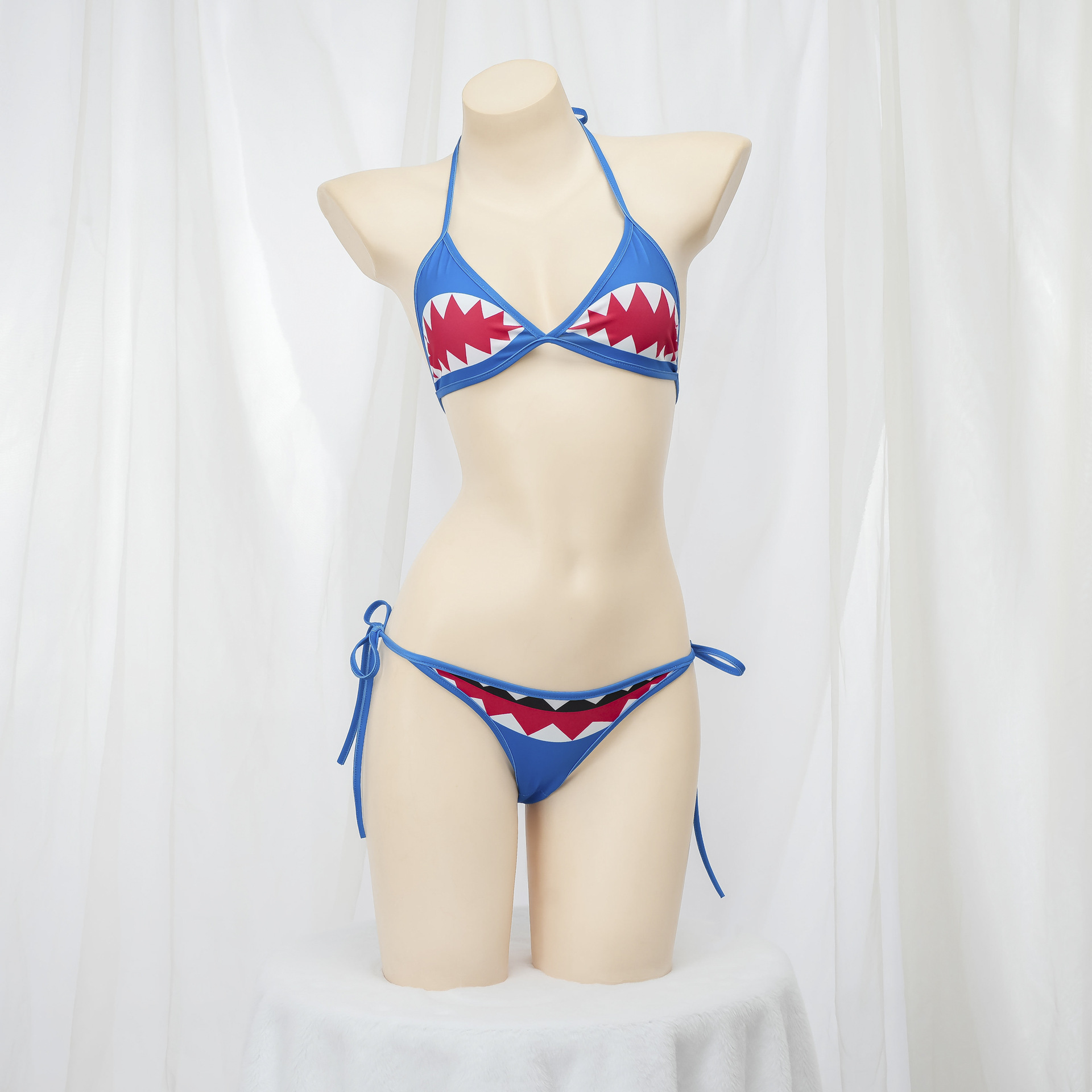 Sexy Shark Bikini, Two-Dimensional Printed Lace-Up Three-Point Style Anime Erotic Private Photo Shoot Lingerie C2213